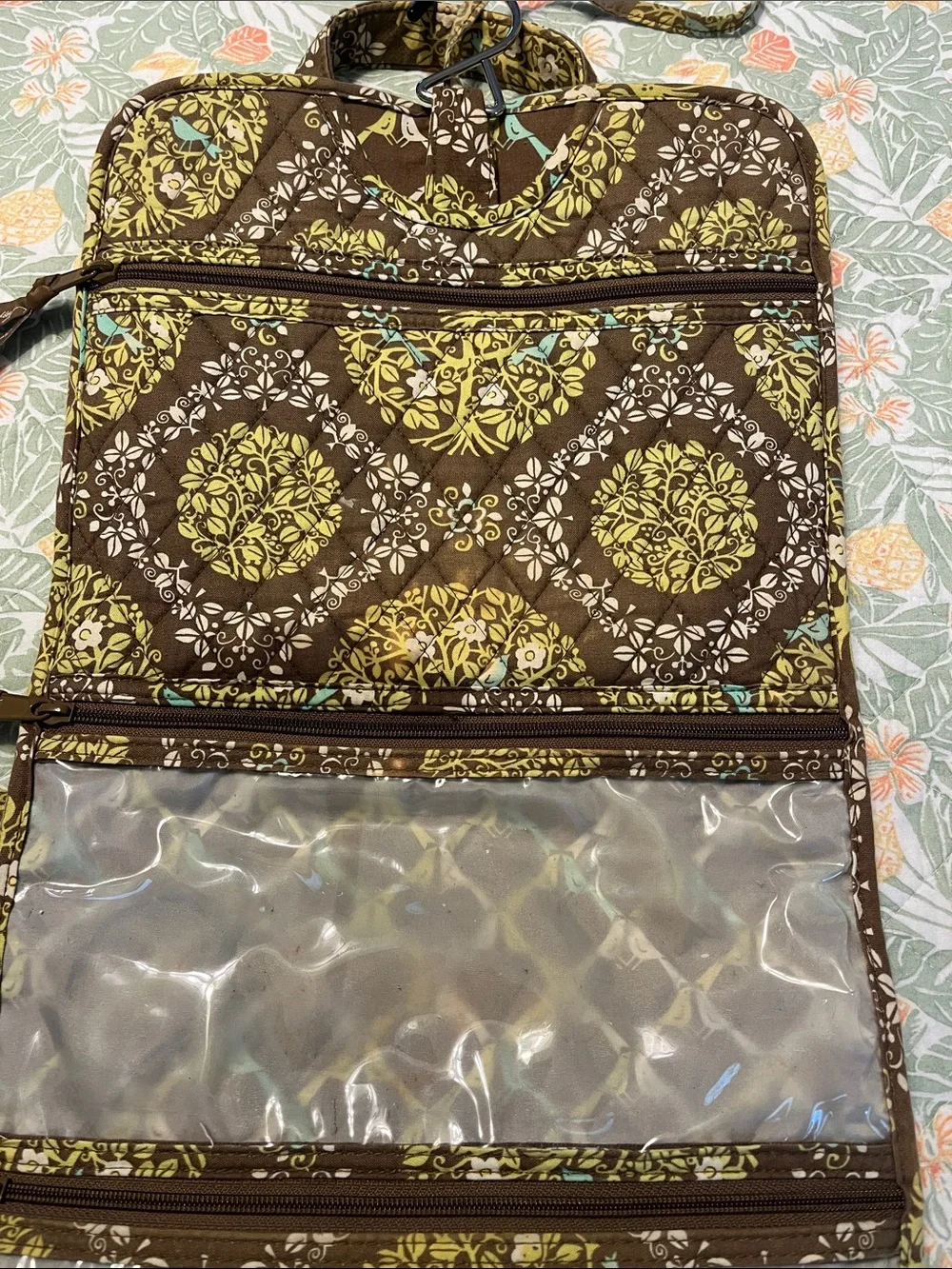Vera Bradley hanging cosmetic bag turquoise birds